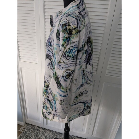 LIOR Paris Vanya Swing Jacket Women XL Cream Purple Swirl Art to Wear Lagenlook - Picture 9 of 14